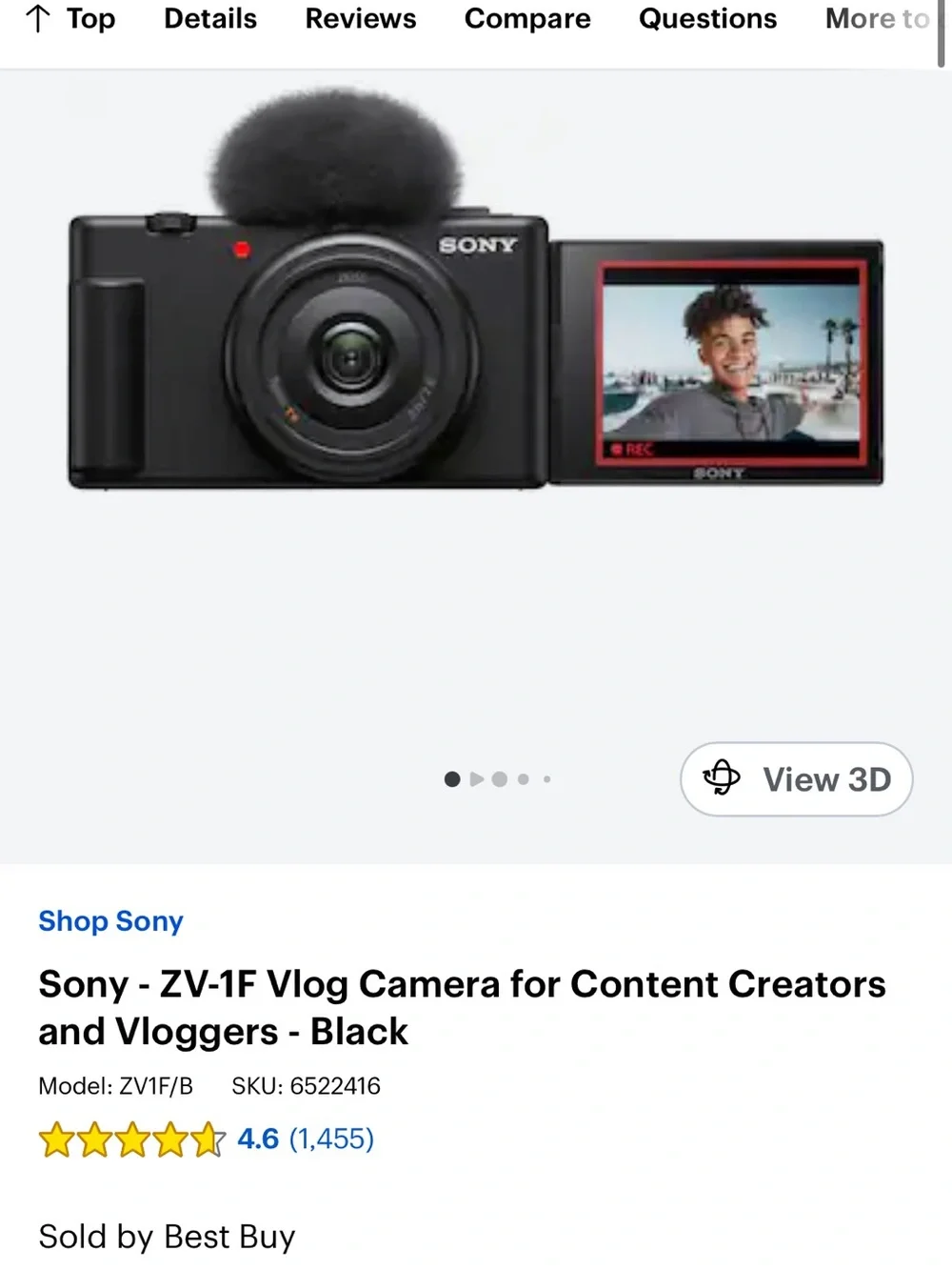 Sony Vlog Camera with Flip Screen and Wind Muff - Black